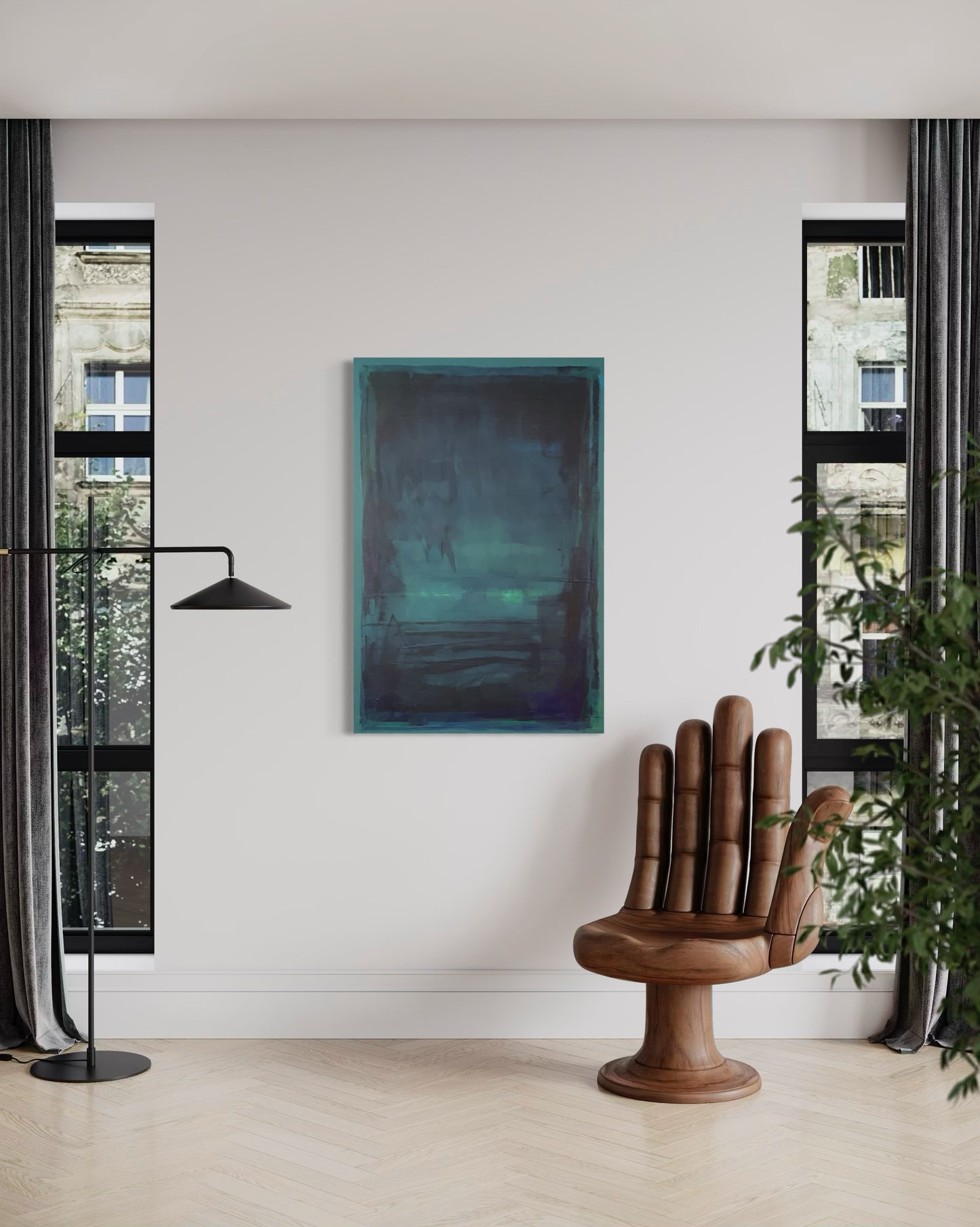 Window By The Sea, 24"x36" original acrylic painting