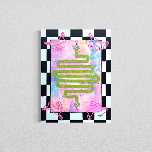 A Spark From Non-Existence, 20"x24" Original Abstract Expressionist Snake Painting