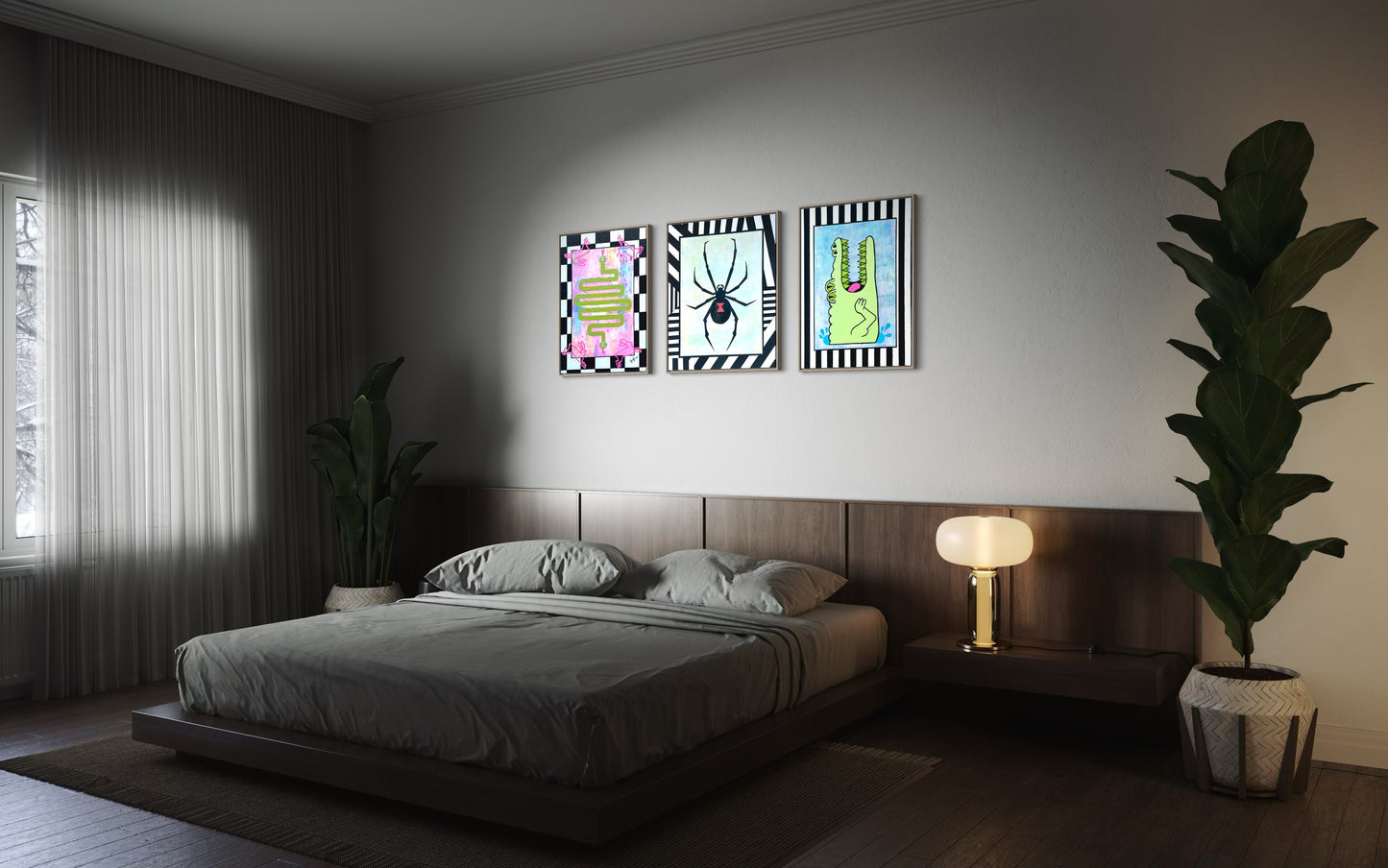 Deceit Feet, 18"x24" Abstract Expressionism Alligator Art