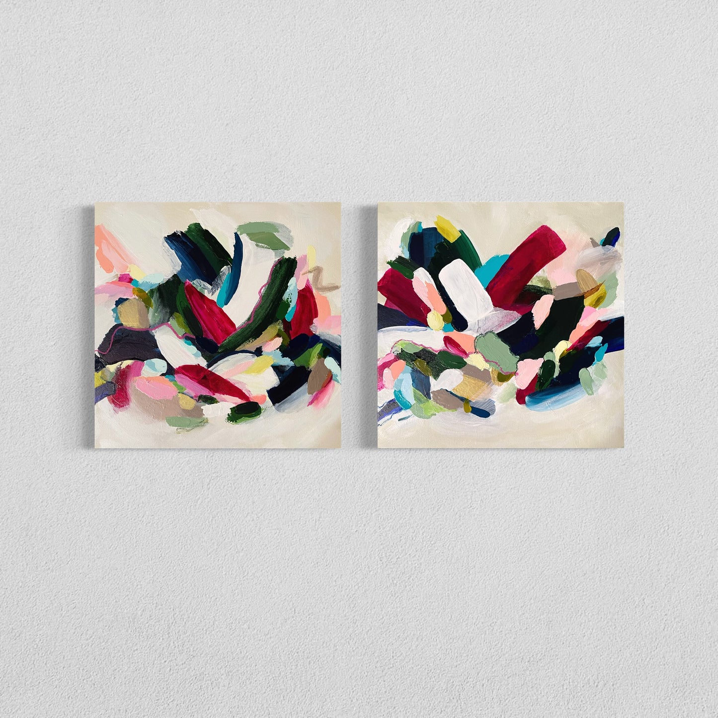For Lindsey, 20"x20" Diptych Original Abstract Painting