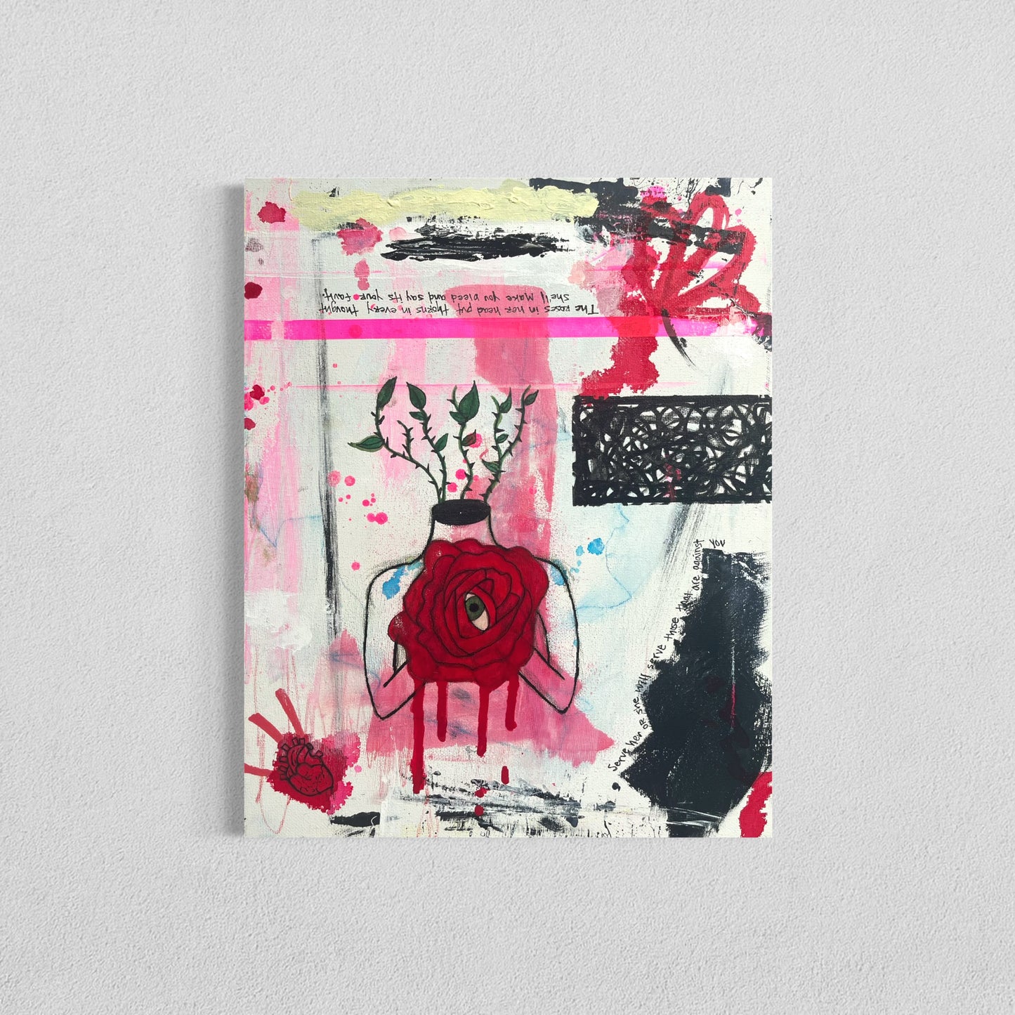 The Lobotomy of a Rose, 11"x14" Original Abstract Painting