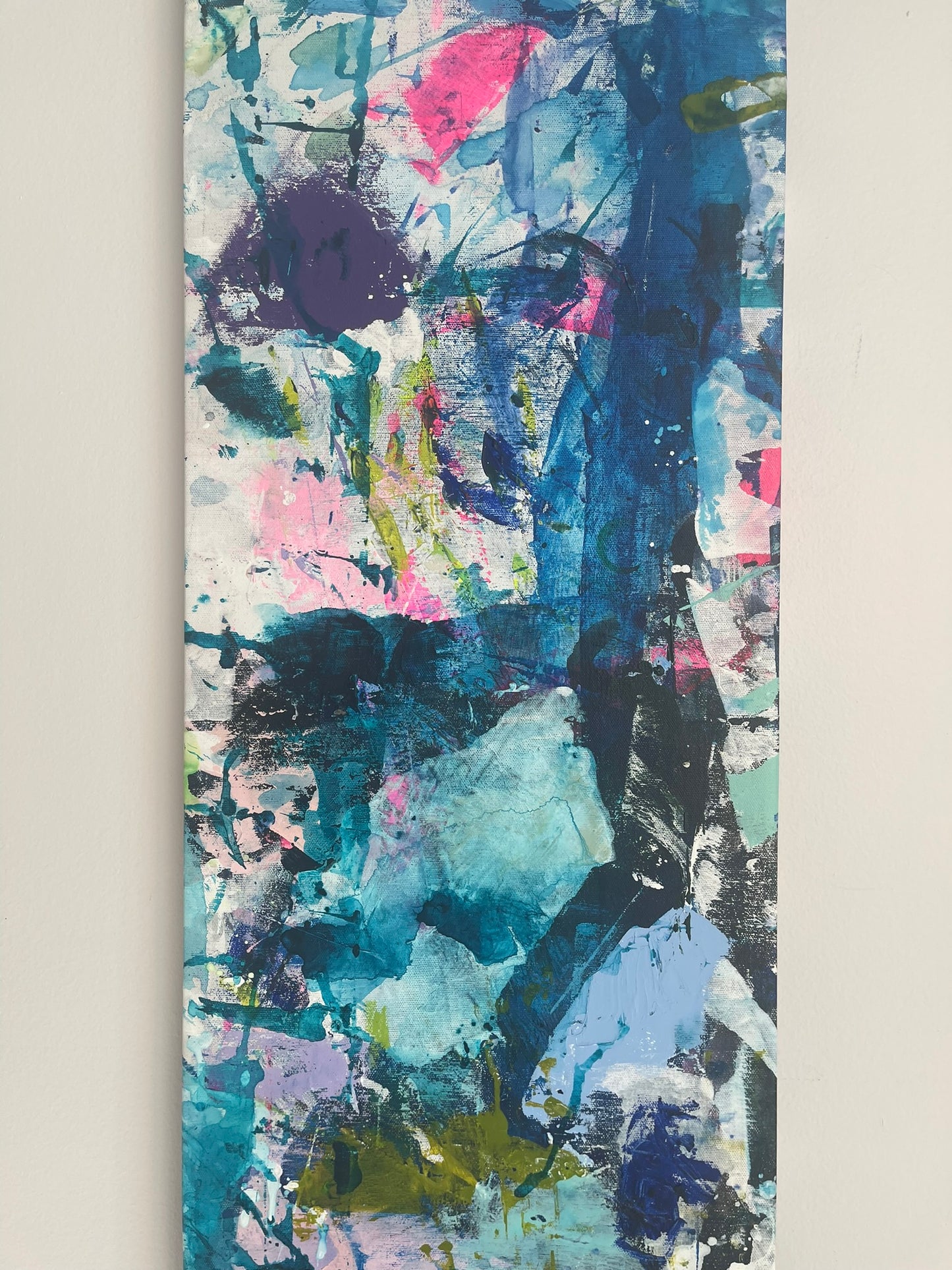 Weird Walls, 12"x44" Original Abstract Painting