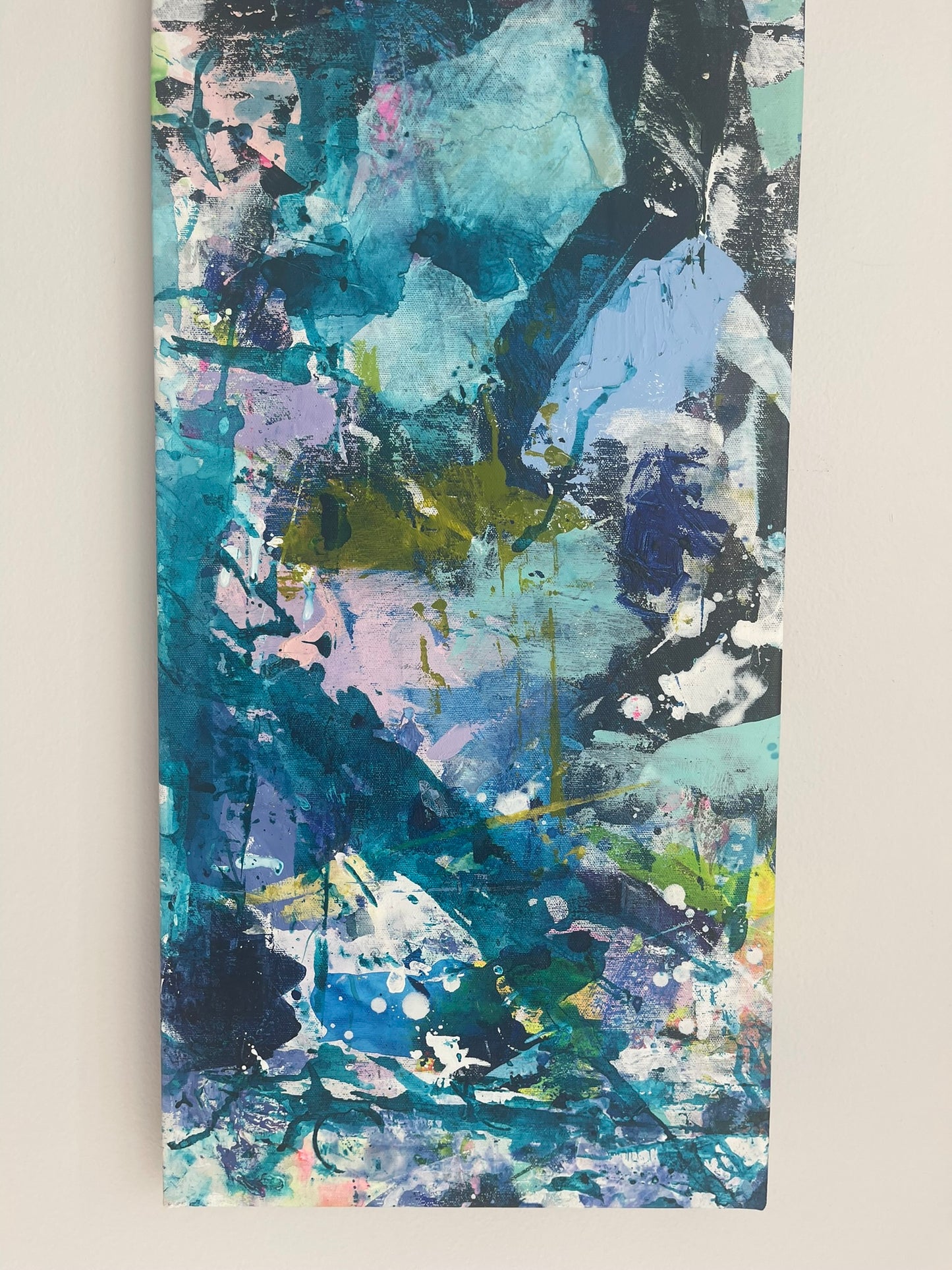Weird Walls, 12"x44" Original Abstract Painting