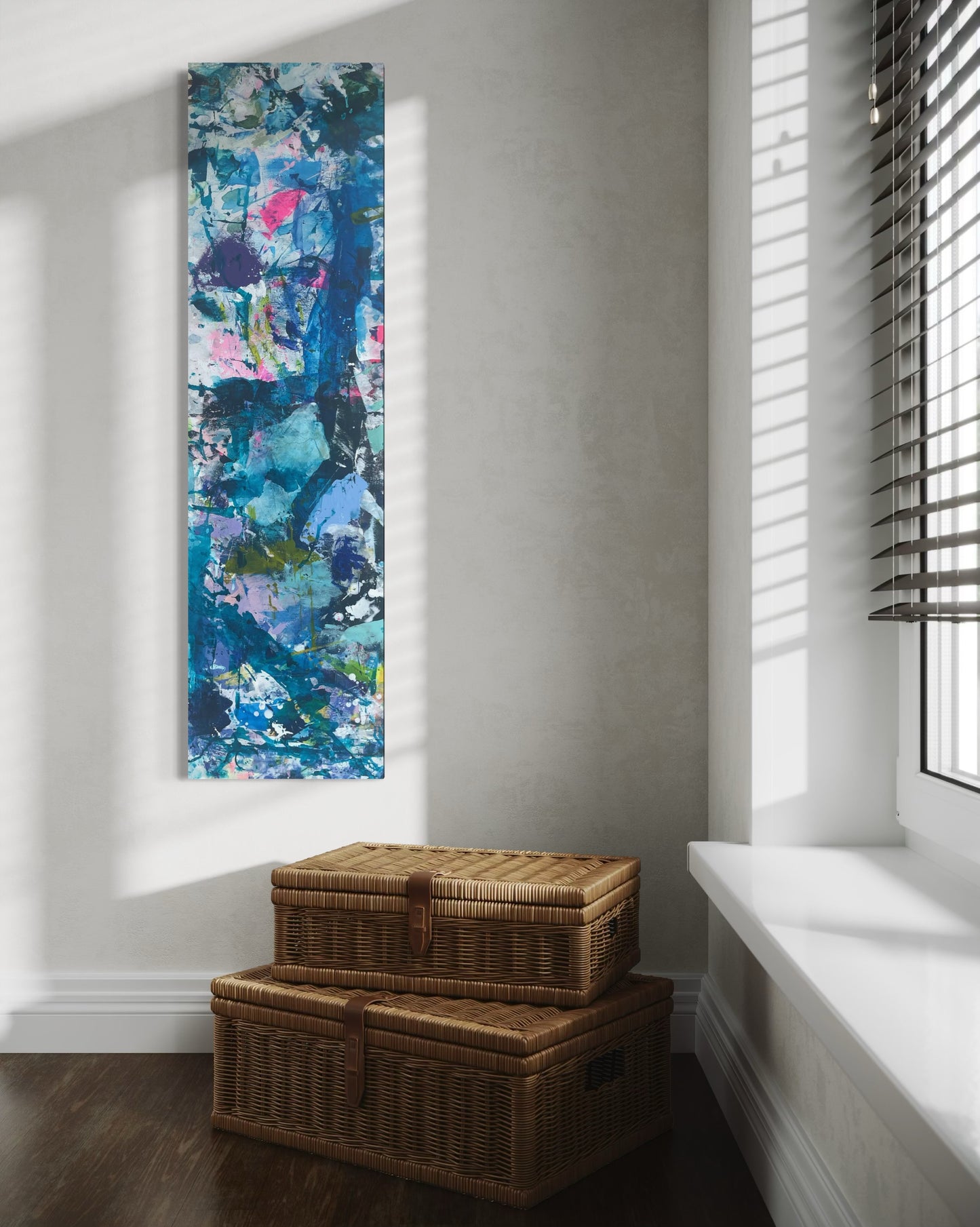 Weird Walls, 12"x44" Original Abstract Painting