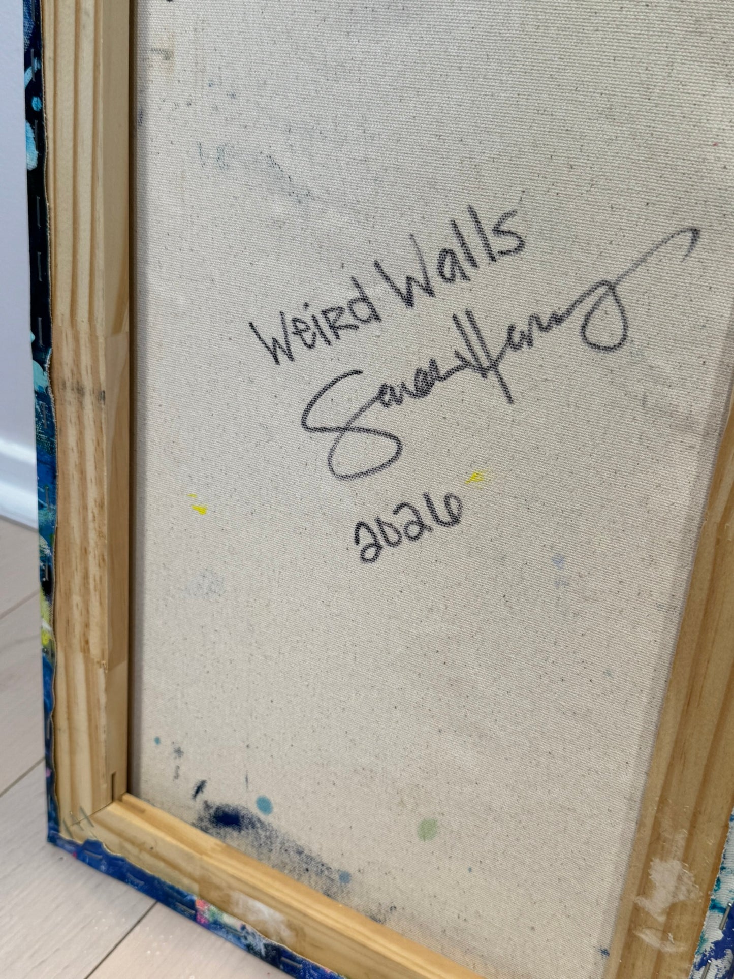 Weird Walls, 12"x44" Original Abstract Painting