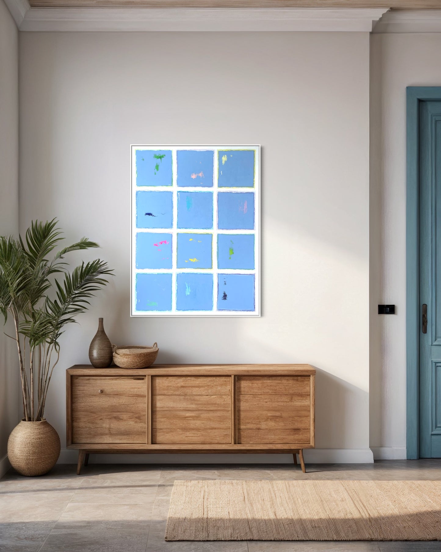 Blue Cotton, 30"x40" Original Abstract Painting