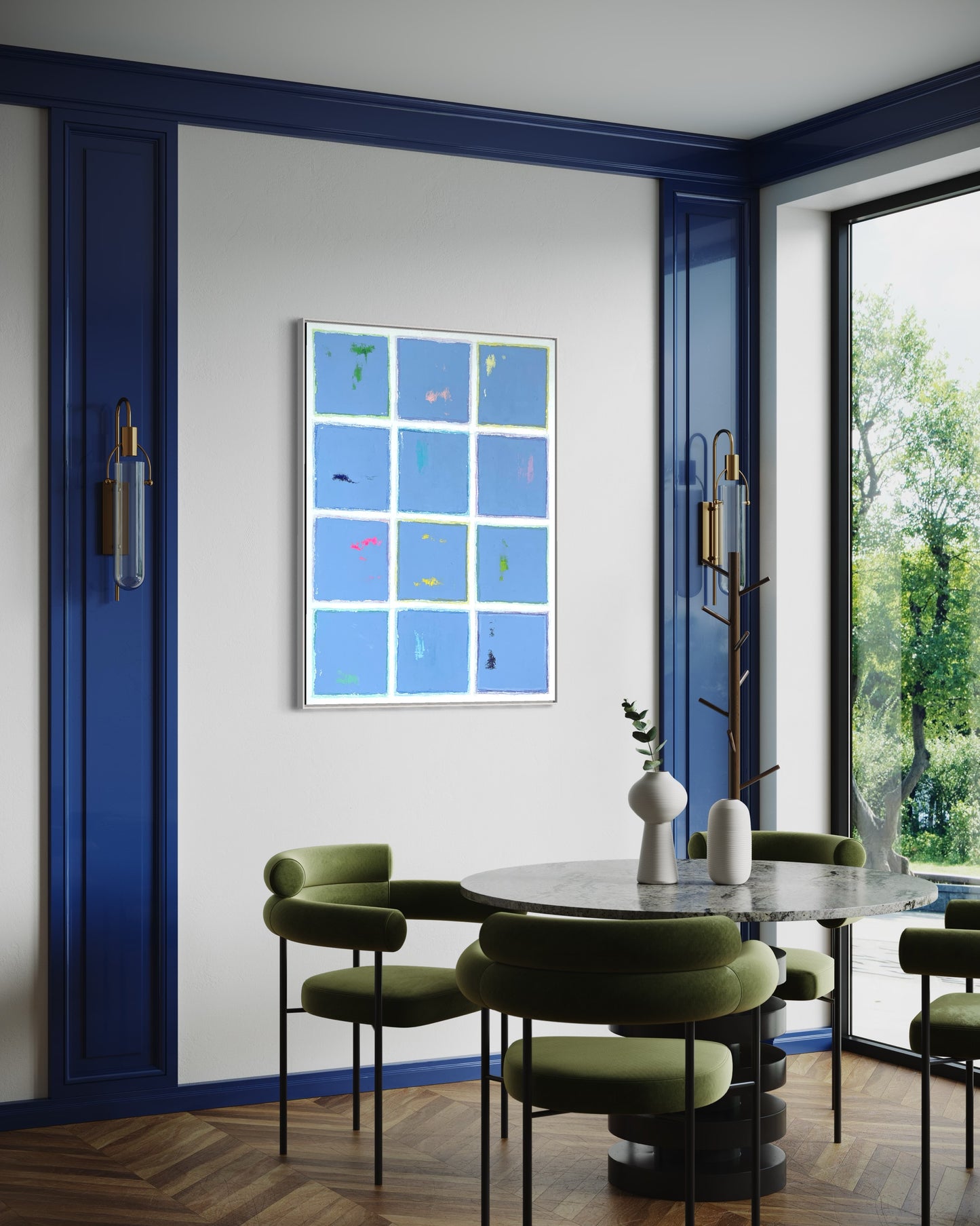 Blue Cotton, 30"x40" Original Abstract Painting