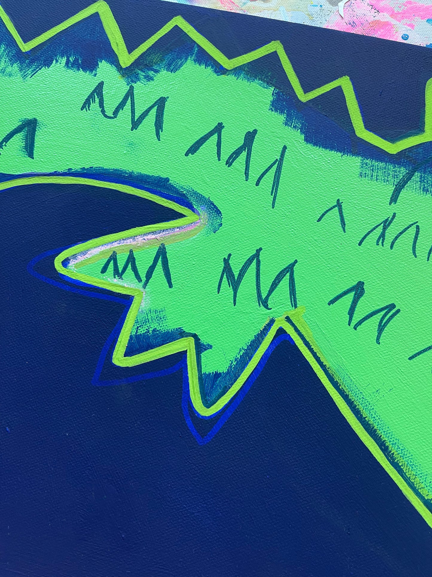 Everglator, 12"x36" Abstract Expressionism Alligator Art