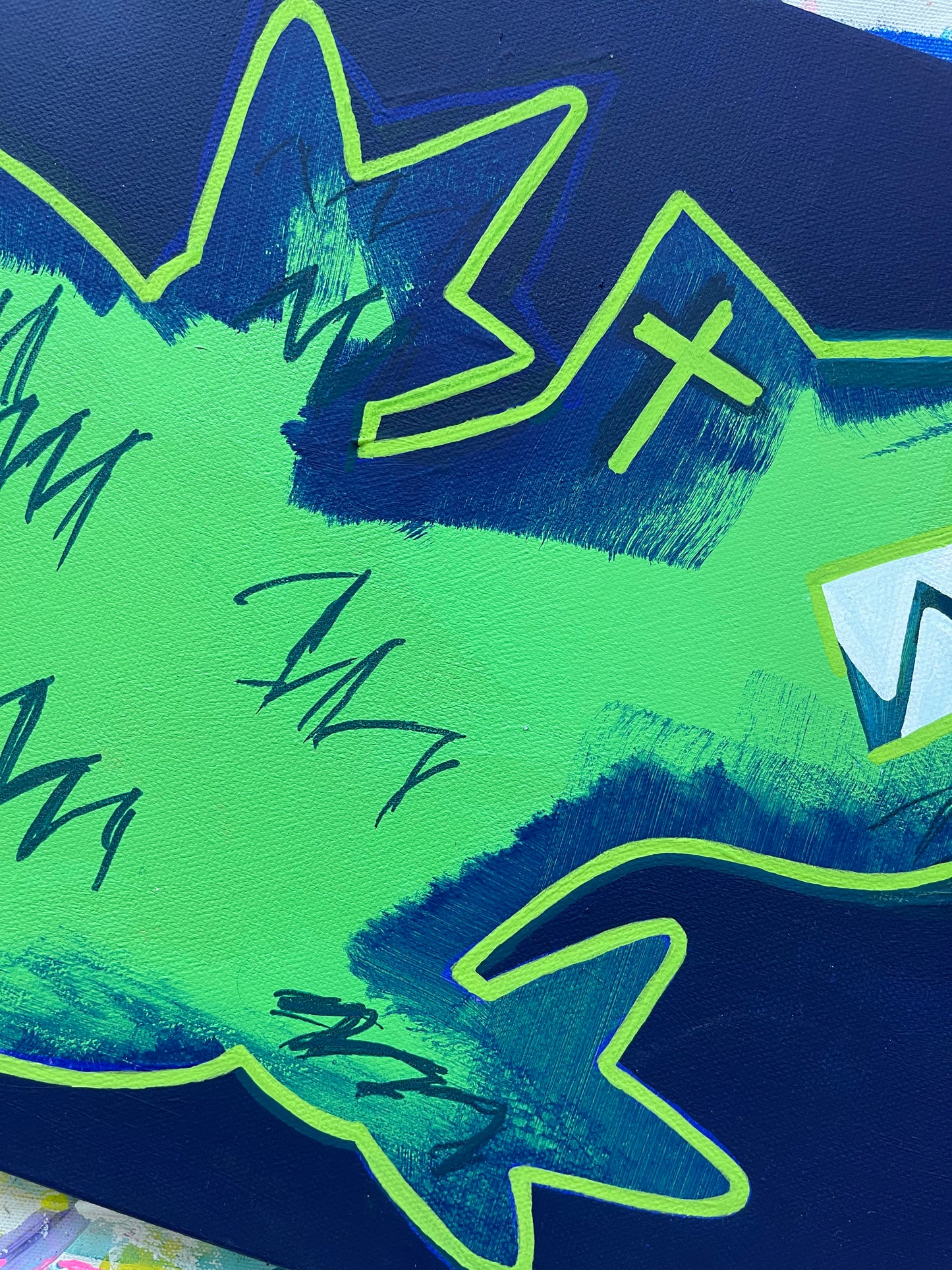 Everglator, 12"x36" Abstract Expressionism Alligator Art