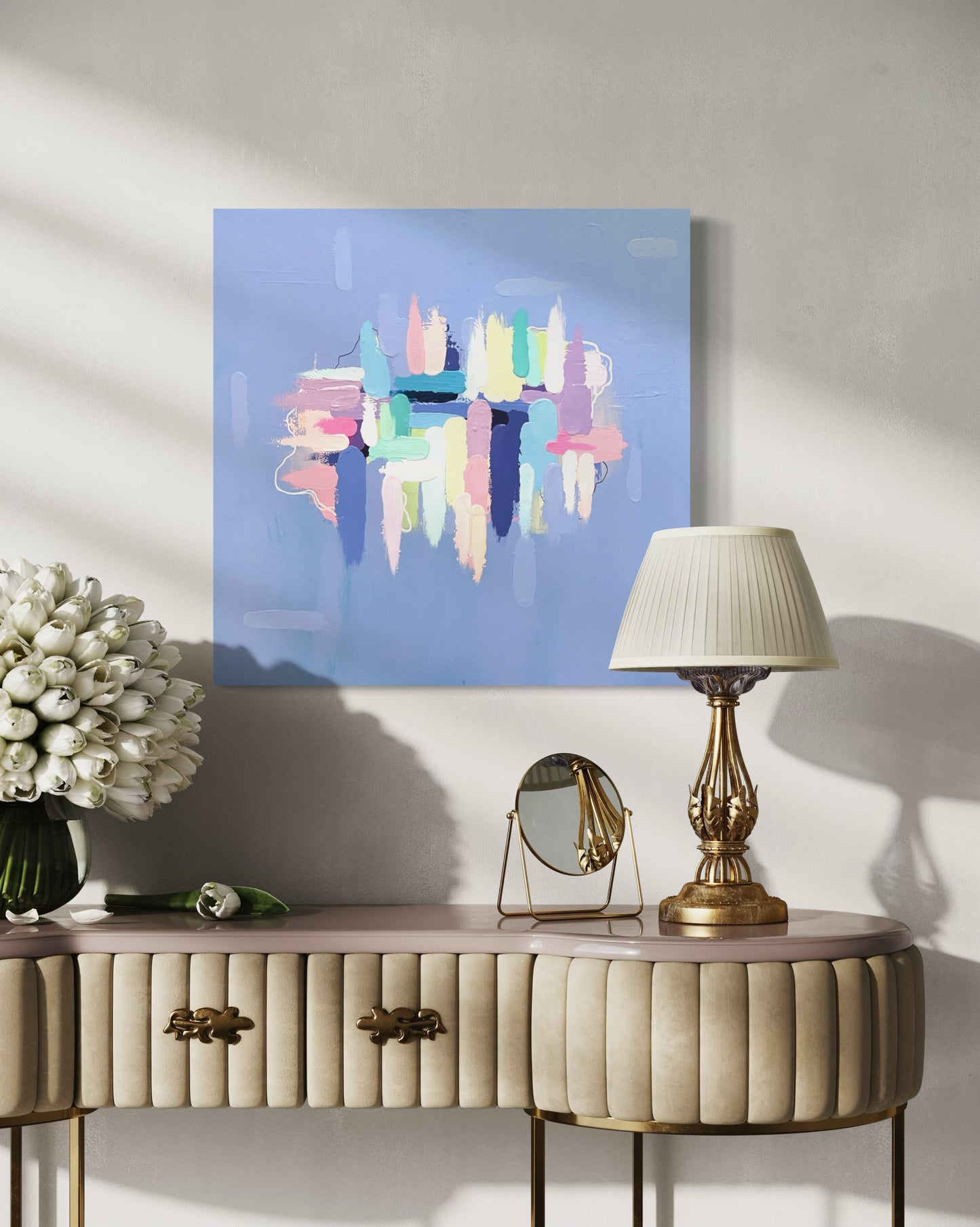 Enchanted, 24"x24" Preppy Grand Millennial Abstract Paintings