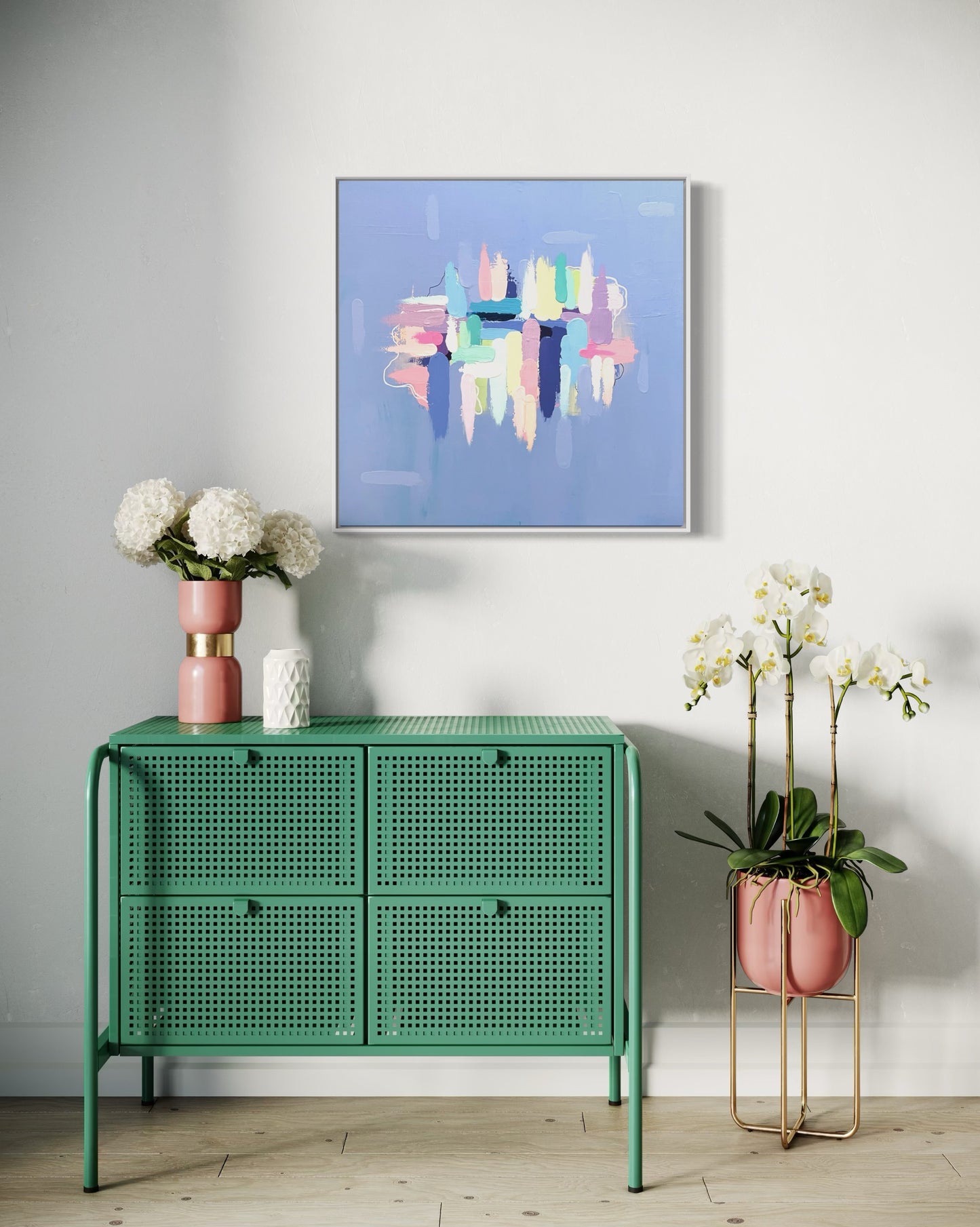 Enchanted, 24"x24" Preppy Grand Millennial Abstract Paintings