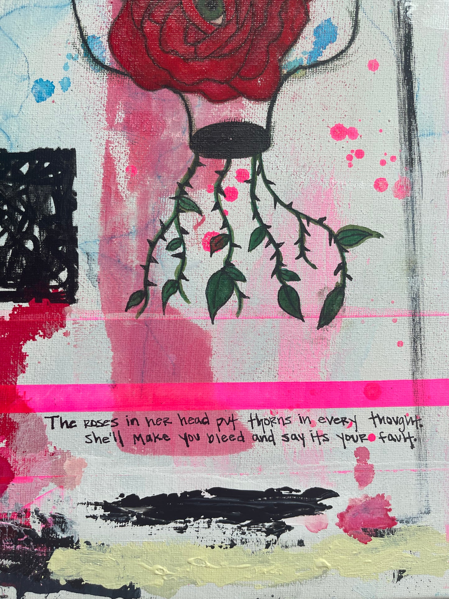 The Lobotomy of a Rose, 11"x14" Original Abstract Painting