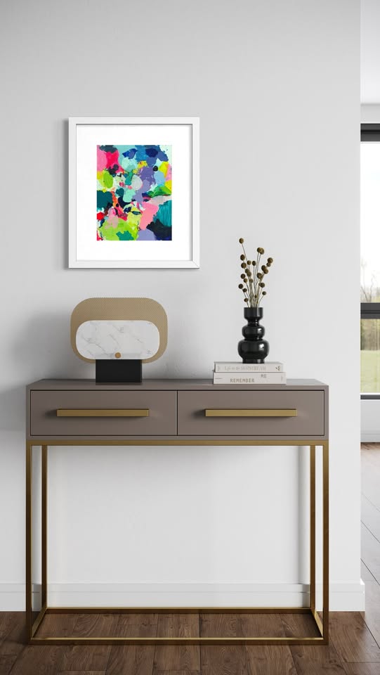 Pitter Patter, 8x10 Vibrant Abstract Hand Painted Original Art on Canvas Panel