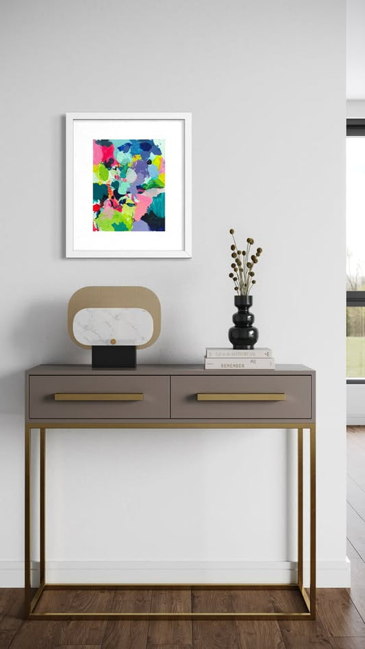 Pitter Patter, 8x10 Vibrant Abstract Hand Painted Original Art on Canvas Panel