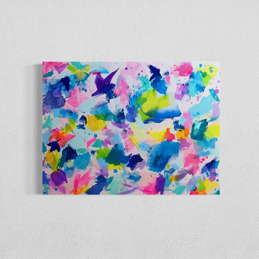 The original painting titled The Marilyn is a 30"x40" mixed media original affordable painting with a dopamine, grand millennial decor style. 