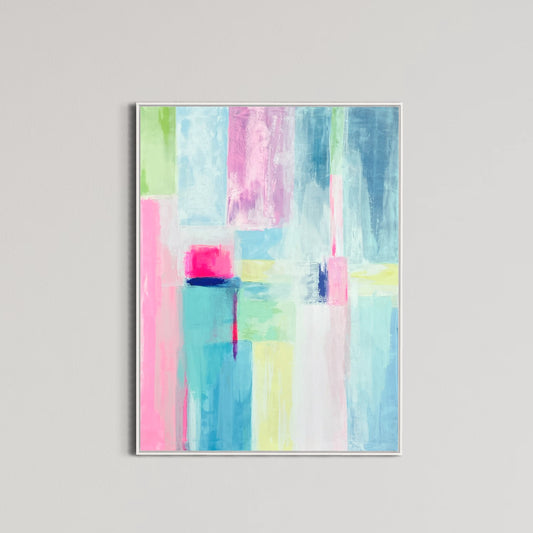 The Audrey is a 30"x40" mixed media original affordable painting with a preppy, grand millennial decor style. 